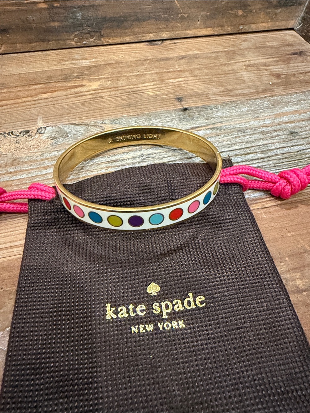 kate spade White Enamel Bangle with Multicolor Dot Accents